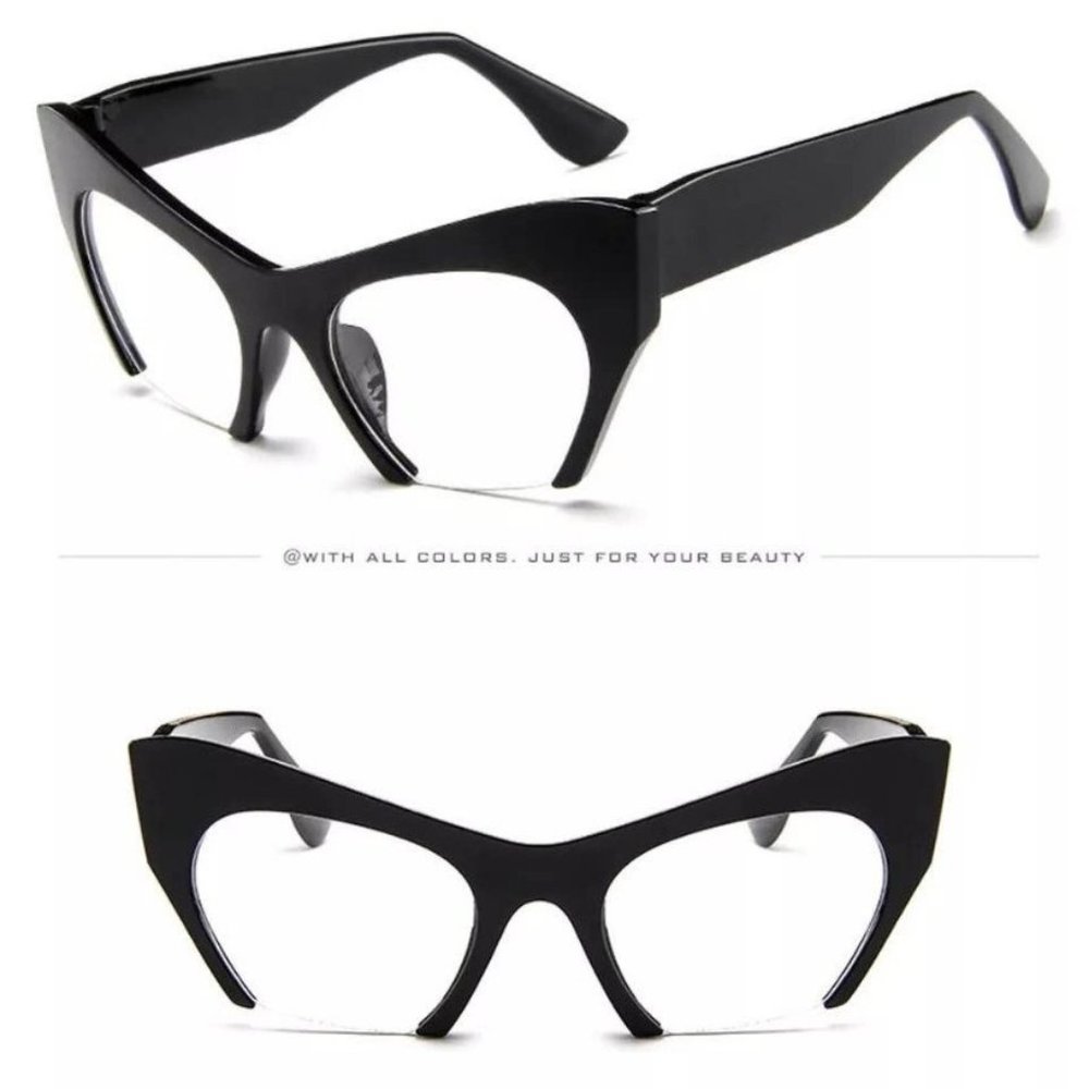 Fashion Retro Half frame Cat eye Women Glasses Frame Can Be Equipped - Picture 3 of 6